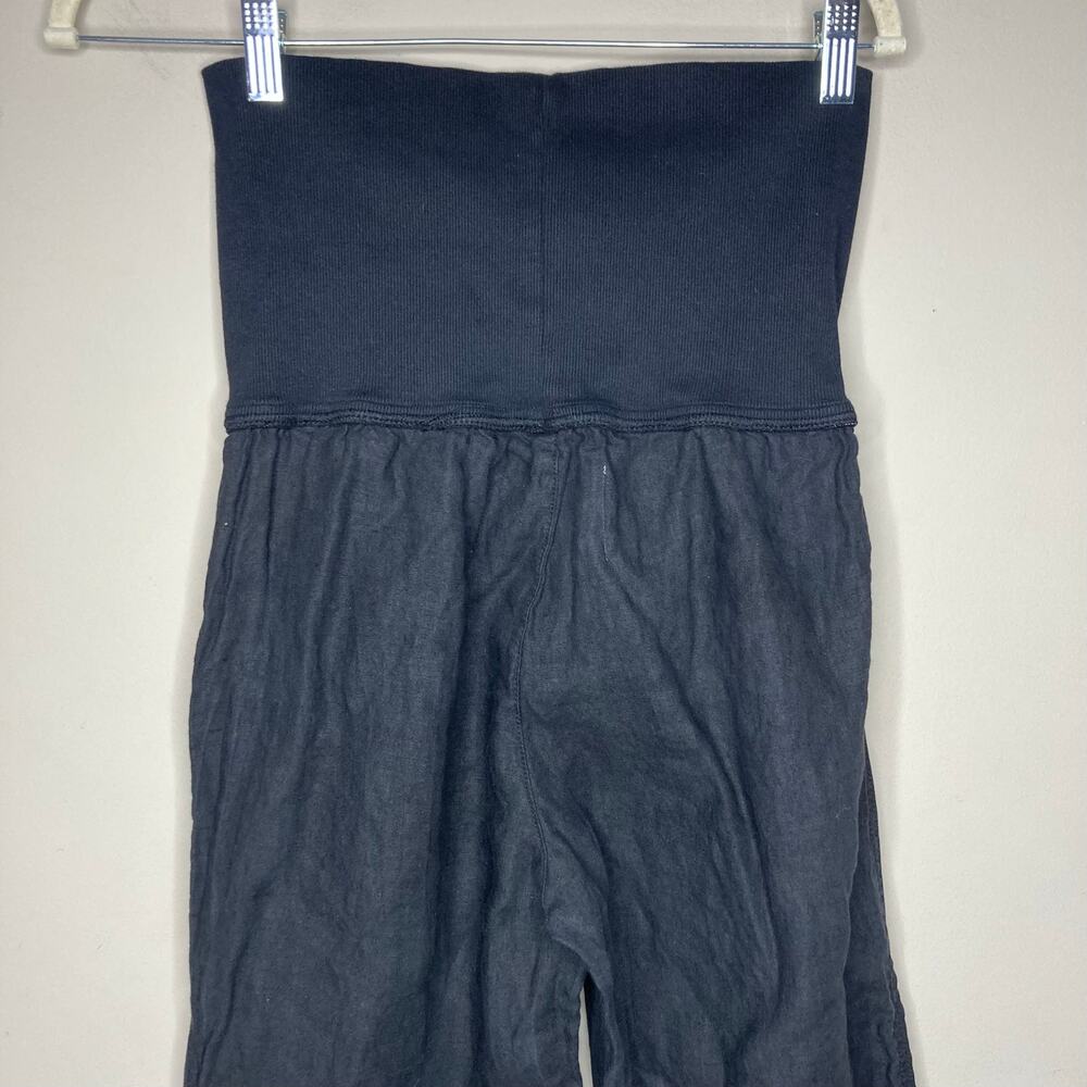 Bella Dahl Summer 100% Linen Roll Over Pants Palazzo Wide Leg Black Womens Sz M - Picture 7 of 16